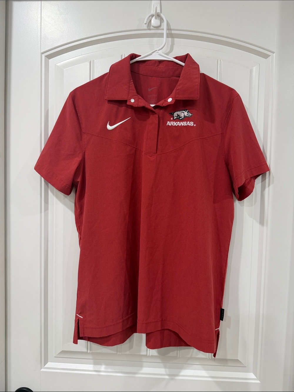 NWOT Nike Red Arkansas Razorbacks Polo with White Swoosh